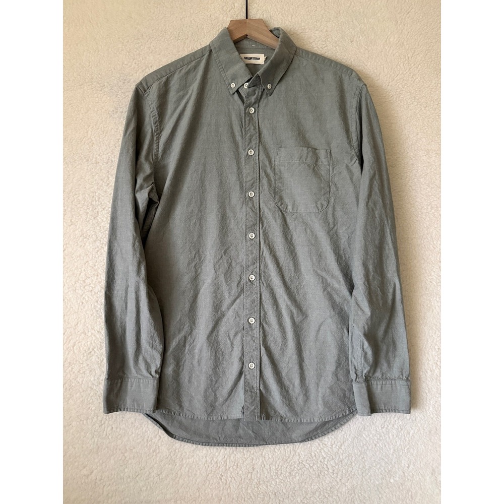 Taylor Stitch Shirt Mens 42 Gray Solid Button-Down Long Sleeve Pocket Casual